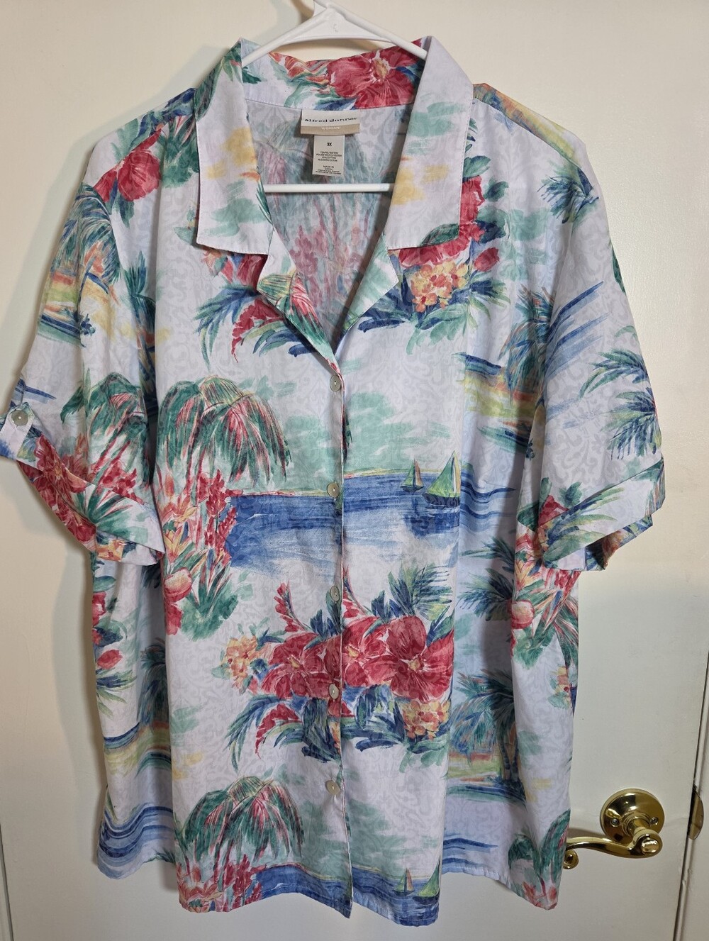 Alfred Dunner Multicolor Tropical Floral Short-Sleeve Button-Down Shirt
